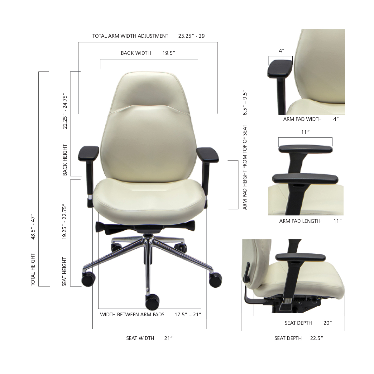 Size Guide for LIFEFORM Chairs