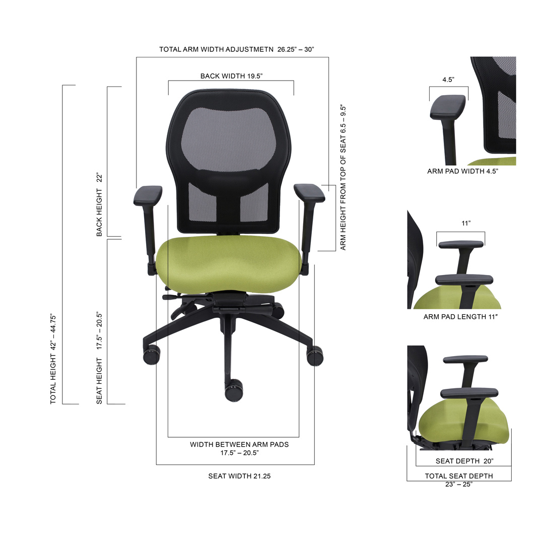 Brezza Basic 180 Mesh-Back Size guide.